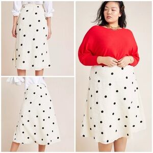 NWT Anthropologie Eri + Ali Andrea Textured Polka Dots Midi Skirt 1X Plus Size
